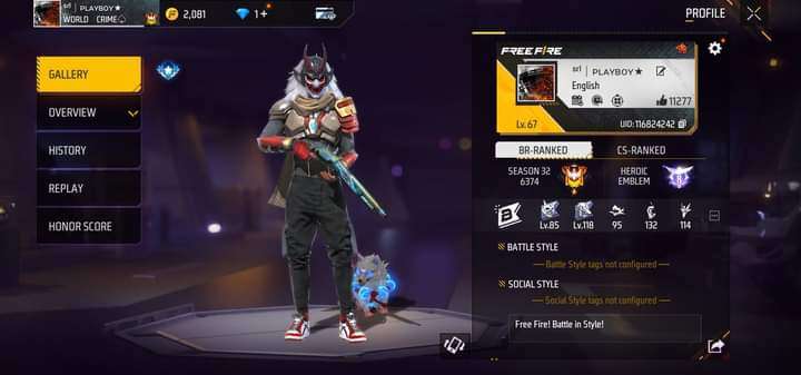 free fire game account